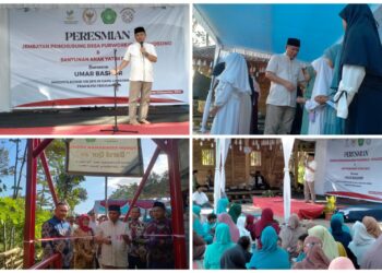 Umar Bashor Resmikan Jembatan Penghubung Desa Purworejo – Desa Purwosono dan Santunan Anak Yatim