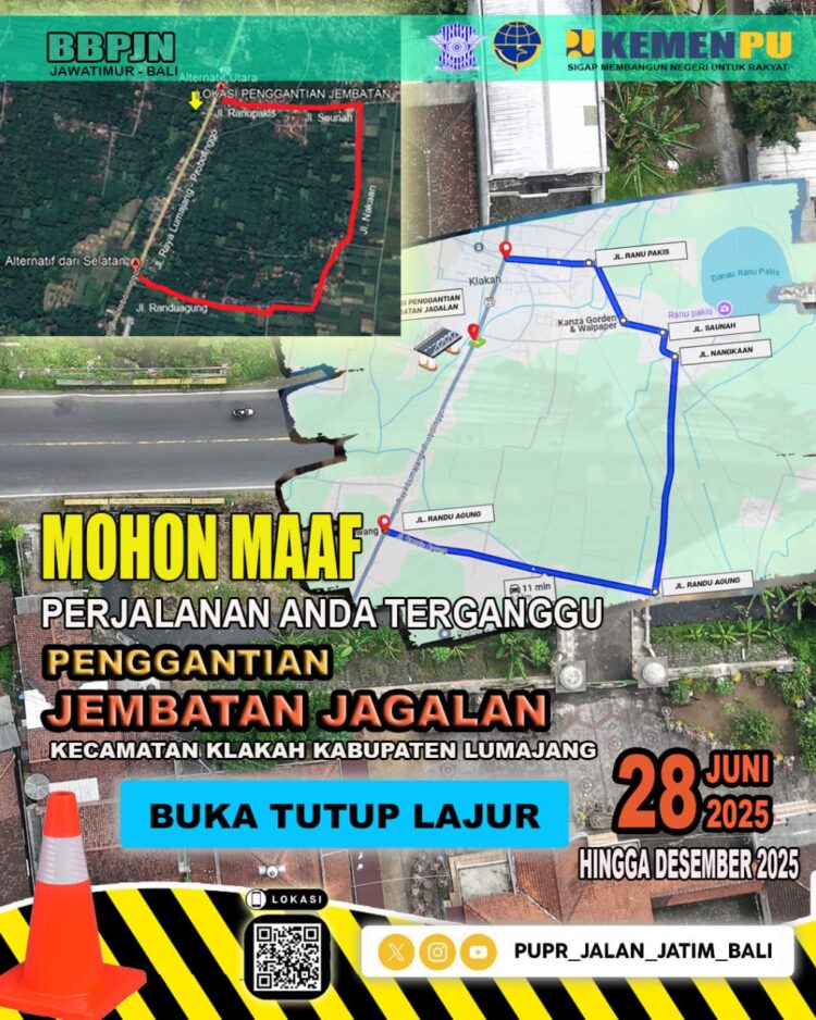 Penggantian Jembatan Jagalan Klakah Ini Jalur Alternatif